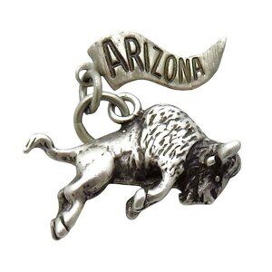 Vintage Sterling Silver Southwestern Bison Buffalo Arizona Souvenir Charm 1960s